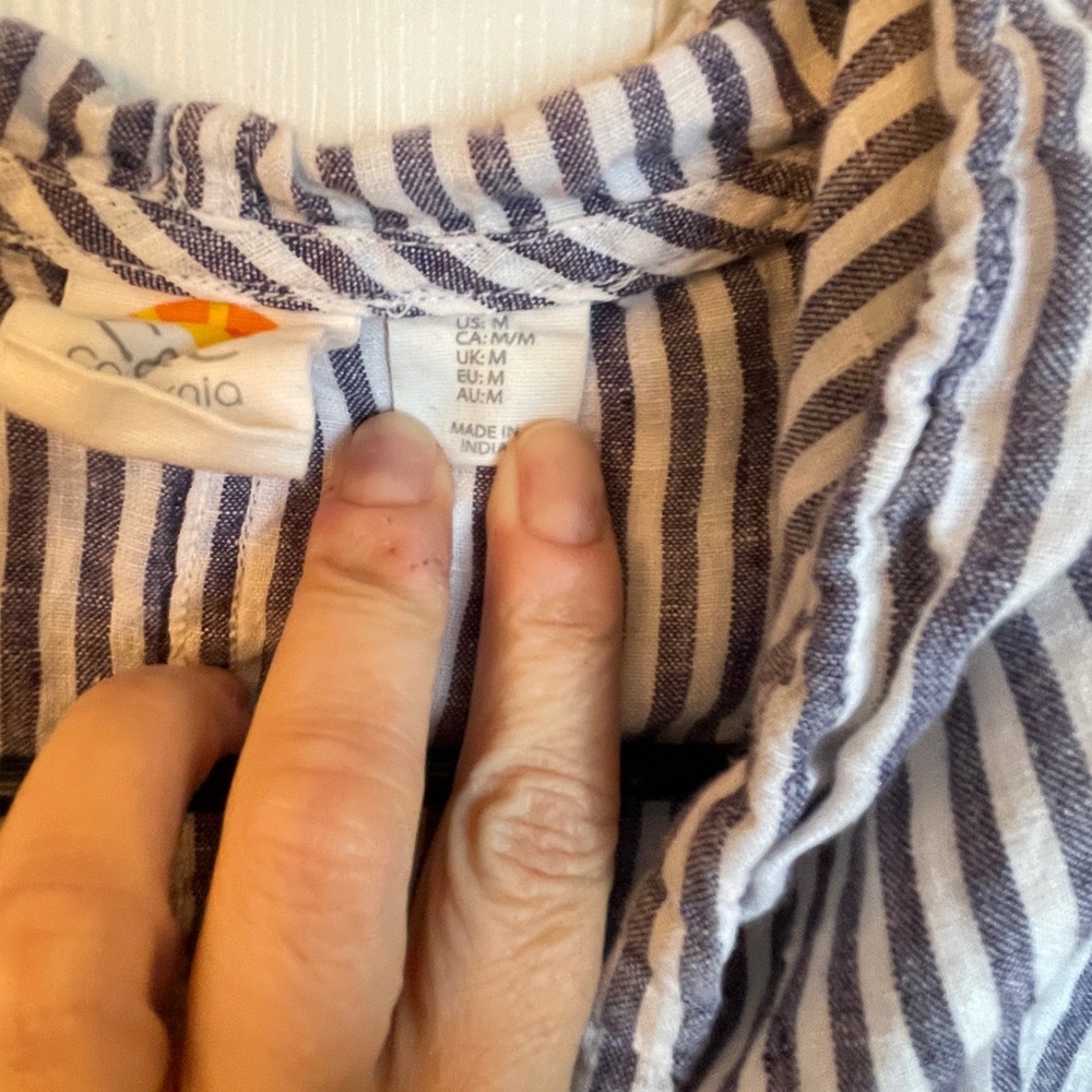 C&C California‎ Blue White Striped Linen Hooded Top Size M - Picture 5 of 11
